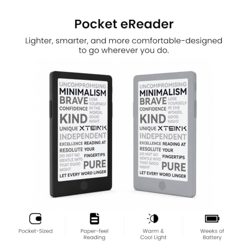 XTEINK X4 Pro 4.3" ebook Reader with Front Light & Touchscreen, Space Black | 4.3" E-Book reader with adjustable front light, touch/gesture control, physical buttons, 1100mAh battery & magnetic charging