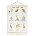 Winnie Biblical Affirmations Wall Art, The Pooh Canvas Wall Art Painting for Room, Wooden Hanging Rod Religious Gifts, Nursery Decoration For Boy or Girl