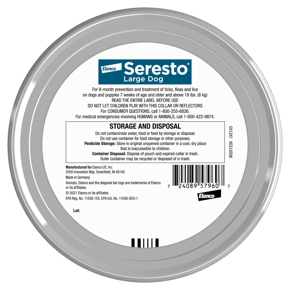 Seresto 8-Month Flea & Tick Collar for Large Dogs Over 18 lbs., 1ct