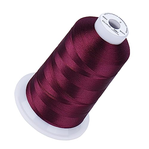 Simthread 5500Yds 40WT Polyester Embroidery Thread Burgundy Cherry S084 | High-yardage 5000M spool offers smooth feeding and stable 40WT polyester thread for home and commercial embroidery machines.