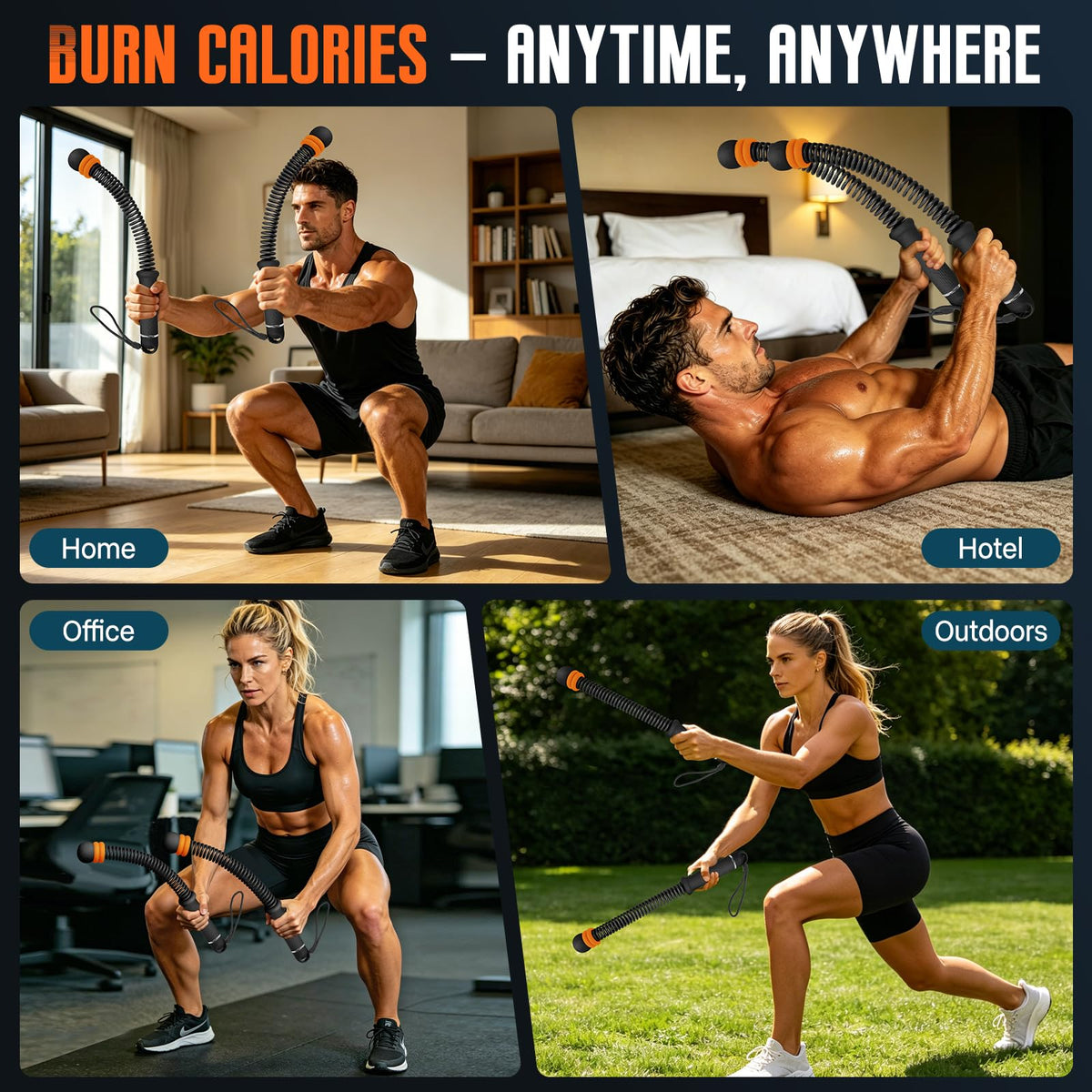 Weighted Cordless Battle Ropes – Adjustable Resistance Ropeless Battle Ropes for Home Gym with Non-Slip Handle, Portable Low-Noise Fitness Equipment for HIIT & Low-Impact Cardio Workouts – Black