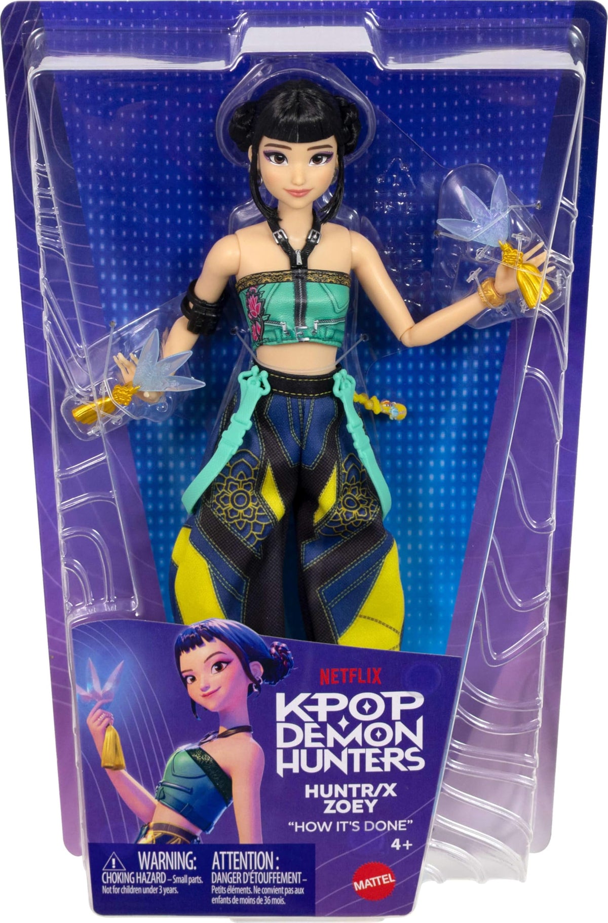 ​Mattel Kpop Demon Hunters HUNTR/X Zoey Fashion Doll | Wearing “How It’s Done” Performance Look, Spirit Blades Accessory, Inspired by the Movie