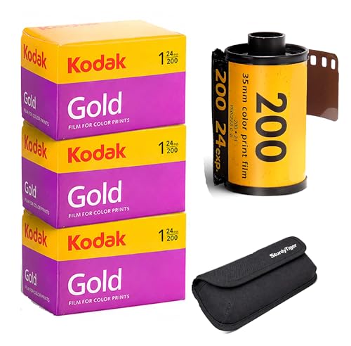 Kodak Gold 200 35mm Film Roll 24 Exp 3 Rolls with Sturdy Tiger Storage Case
