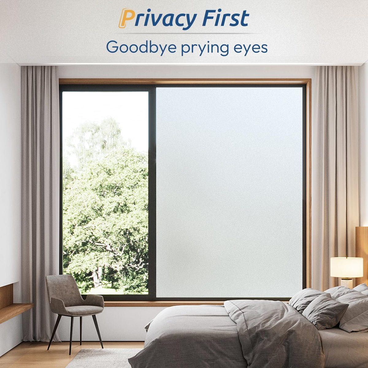 rabbitgoo Frosted Glass Window Privacy Film, Static Cling, 17.5" x 78.7" | Heat Control UV Blocking Sticker, Non Adhesive Removable Tint, No Glue Anti-Glare Renter Friendly Coverings for Home Bathroom