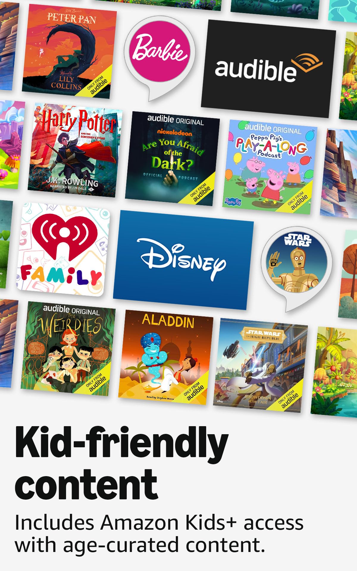 Amazon Echo Dot Kids (newest model), Smart speaker to enjoy age-appropriate audiobooks, sleep routines and Alexa+ experiences to create and learn, Stardust design