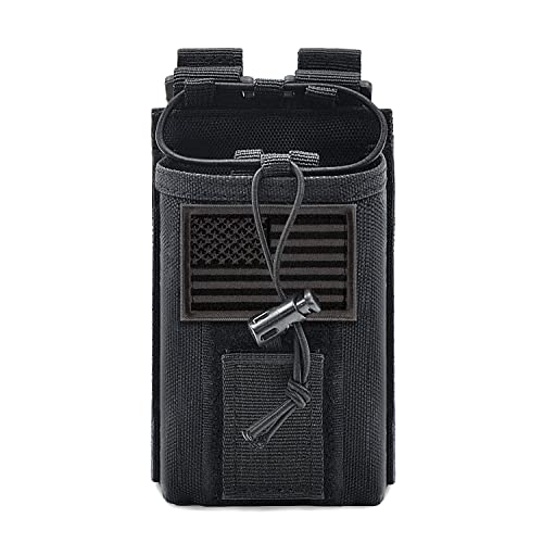 YEZEJUN Molle Radio Pouch Holster Tactical Holder Duty Belt Accessories Military Heavy Bag for Two Ways Walkie Talkies Adjustable Storage with 1 Pack Patch