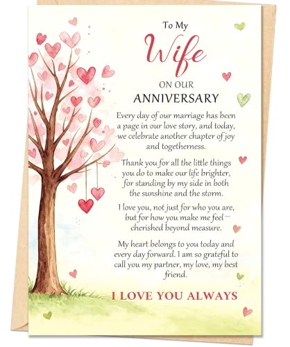 LiuuLi Anniversary Card for Wife,Anniversary Wedding Gifts from Husband | Romantic Wife Anniversary Card with Heartfelt Message,Thoughtful Keepsake Gift for Wedding Anniversary,Love Tree Design