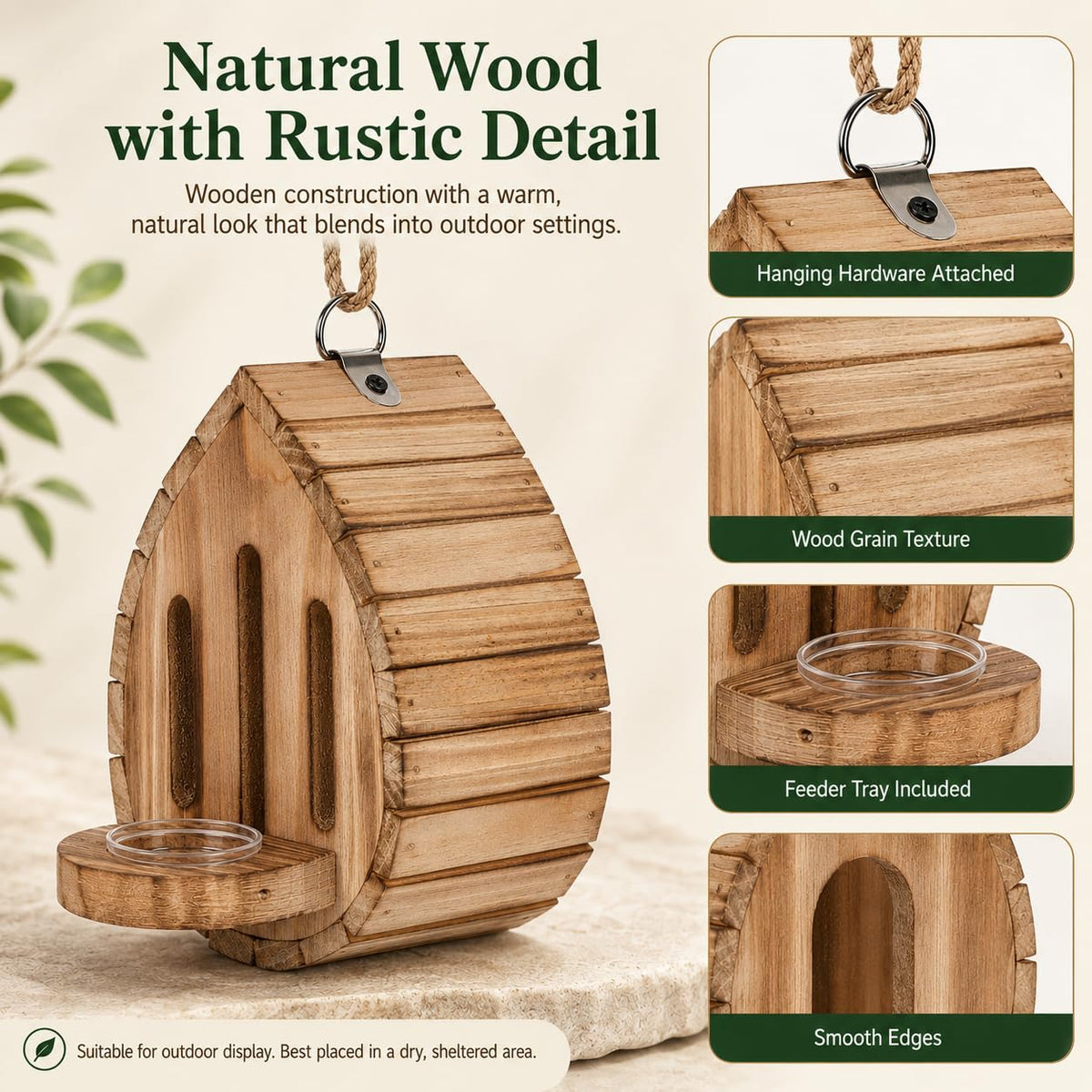 Wooden Butterfly House and Feeder for Outdoors, Natural Butterfly Habitat Nesting Box, Hanging Bug Hotel Garden Decoration for Butterflies, Bees, Moths