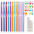 Vodiye 14 Sizes Crochet Hooks Set, 2.0-10.0mm, Metal Crochet Needles | Crochet Hooks for Beginners and Craft Lovers with Ergonomic Crochet Needles for Comfortable Crocheting and DIY Yarn Projects