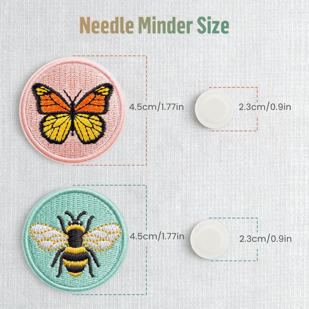 DELLAN 2-Pack Magnetic Needle Minder for Cross Stitch & Embroidery | Magnet keeper for cross stitch, embroidery, quilting & needlepoint Cute bee & butterfly sewing craft gifts