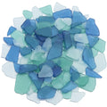 QYGL Sea Glass for Crafts - 14oz Blue Mixed Frosted Seaglass Pieces | Vase Filler and Aquarium Ornament, DIY Craft Supplies for Art, Beach Weddings, and Home Decor