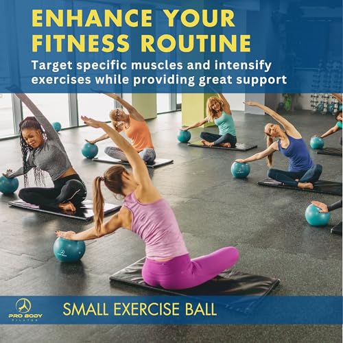 ProBody Pilates Ball Small with Pump - 9 Inch Small Exercise Ball | Anti-Burst, Latex-Free, PT-Grade, Between-Knees Stabilizer, Barre & Postpartum, Pump, Yoga Ball Small