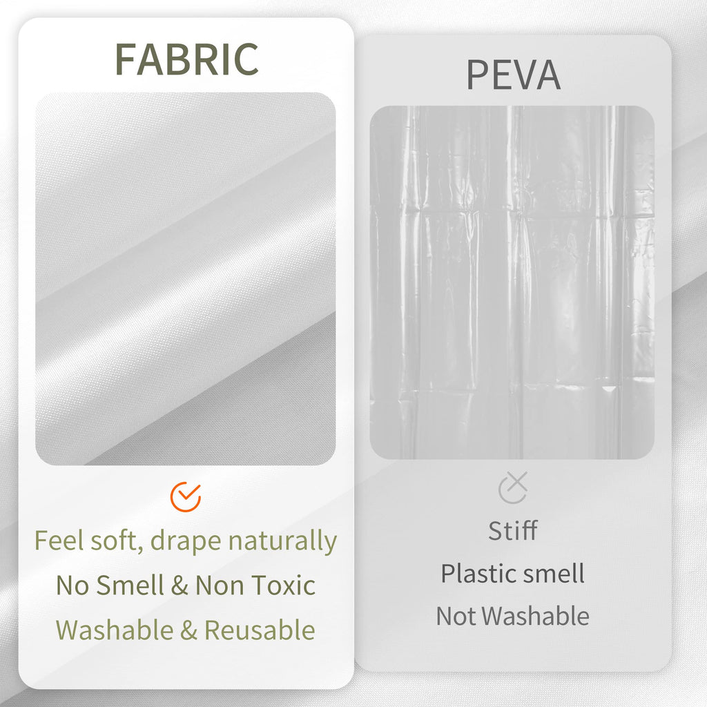 ALYVIA SPRING Waterproof Fabric Shower Curtain or Liner White, 72x72 | 3 Magnets, Soft Cloth & Hotel Quality, Machine Washable, Light-Weight, Standard Size