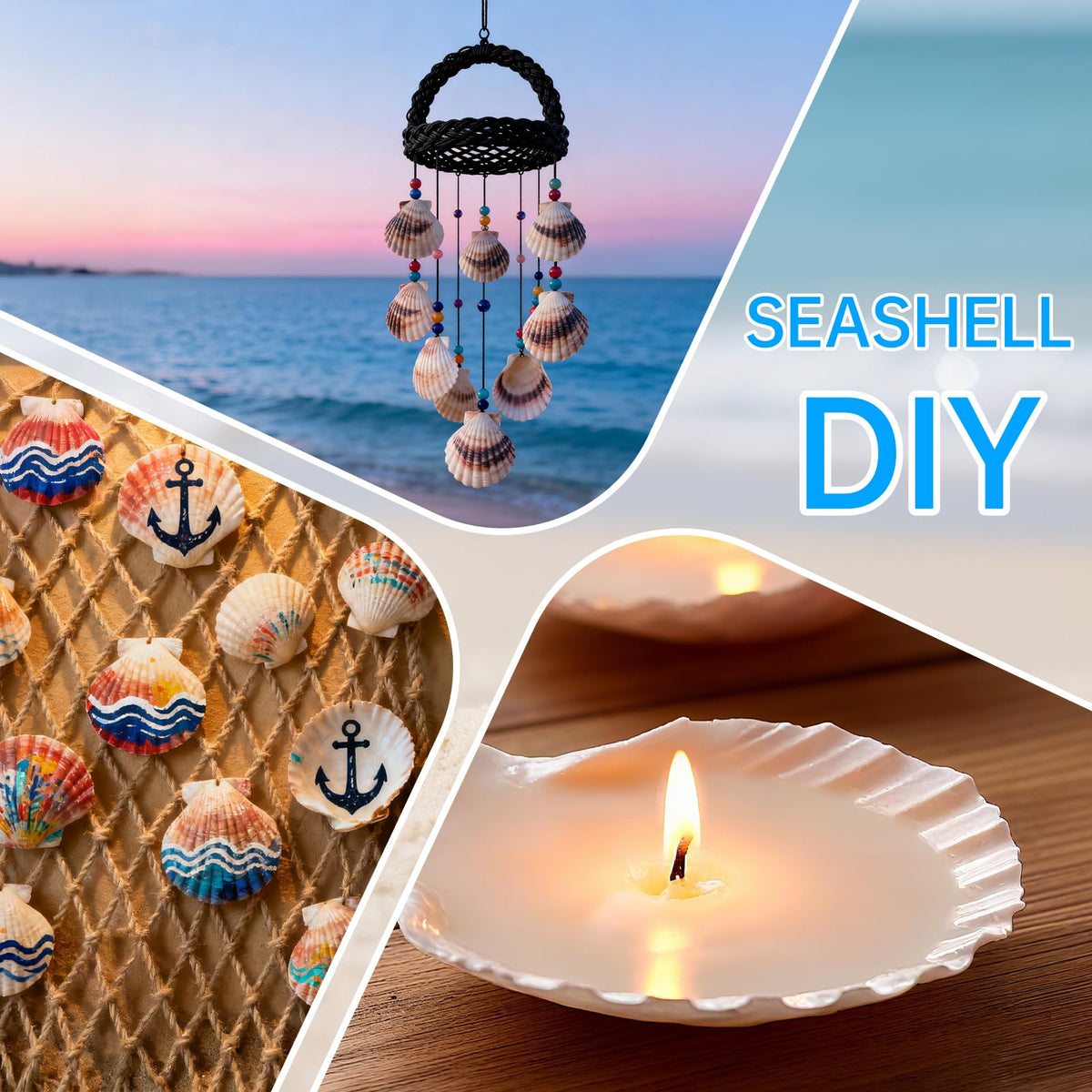 10PCS Natural Large Scallop Shells for Crafts, 4-5 in White Sea Shells, DIY | Smooth, cleaned surfaces suit painting, resin art, candle making, baking displays, weddings, classrooms and ocean parties.