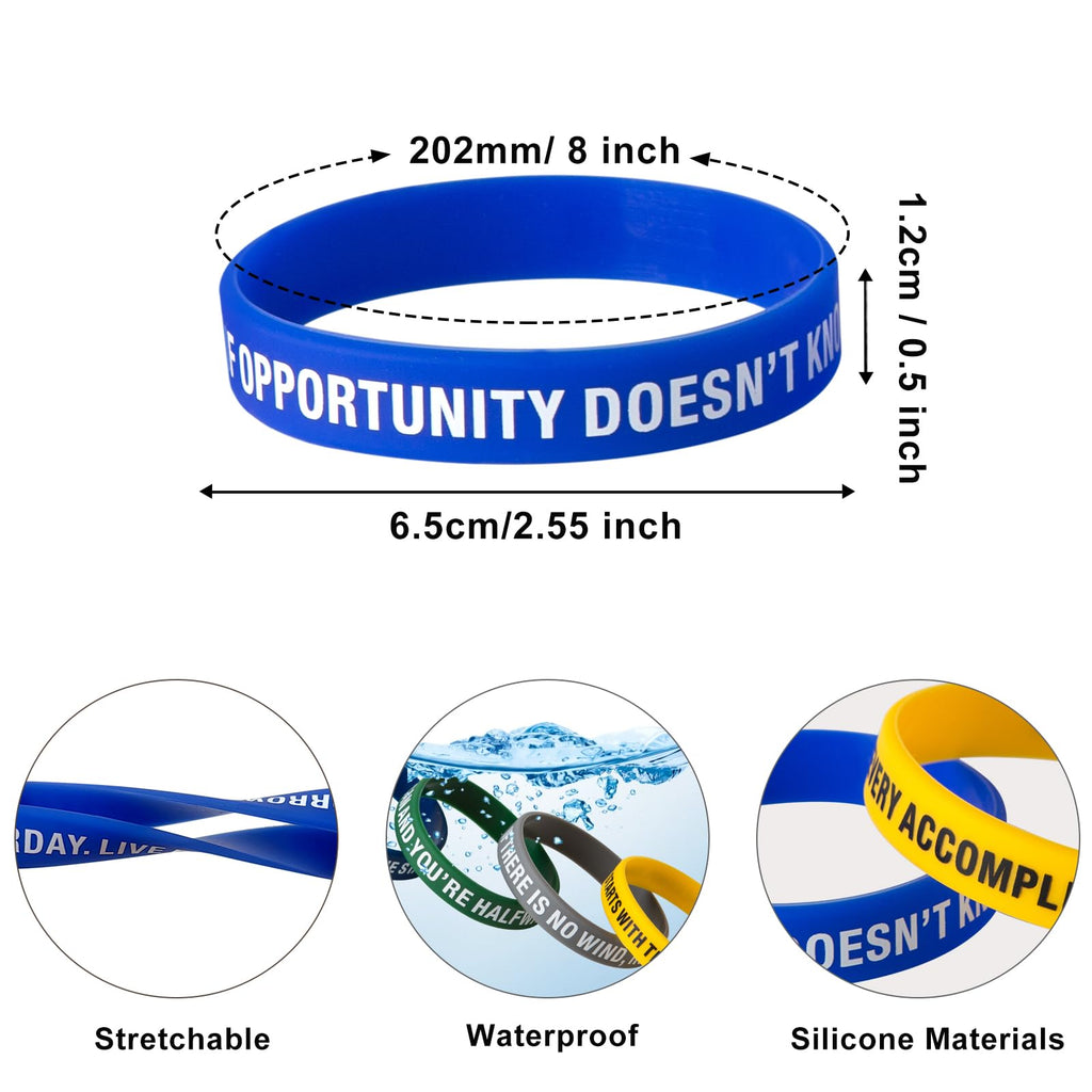QEERBSIN 100 Pcs Motivational Silicone Wristbands Inspirational Bracelets | 20 Styles For Fitness Sports & Team Building, Perfect Encouragement Gifts For Men Women And Students