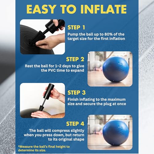 ProBody Pilates Yoga Ball - Gym Grade Exercise Ball | Sizes 45/55/65/75/85 cm, 330 lb Load, CA 10P Cert, PT & Prenatal Use, Recommended by OBs, Pump