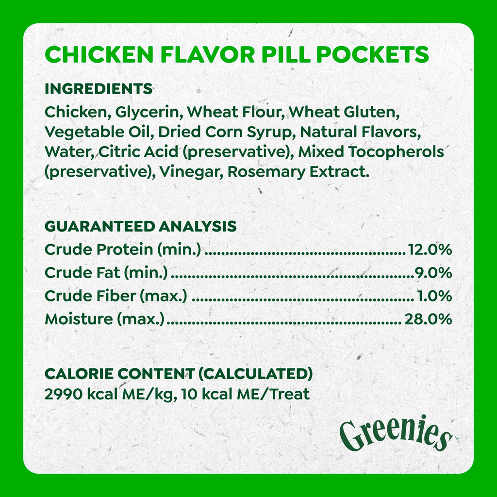 Greenies Pill Pockets Small Dog Treats, Chicken Flavor, 3.2 oz | Vet-recommended, masks pill smell & taste, easy pinch-close design, stress-free medicating, tablet size, 3.2 oz. Pouch