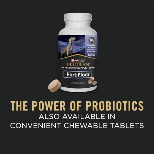 Purina Pro Plan Veterinary Supplements FortiFlora Dog Probiotic Supplement | FortiFlora Probiotic Supplement with strain of probiotics promotes intestinal health and can help management of diarrhea