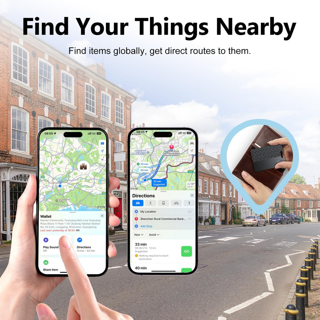 Ultra-Thin Wallet Tracker Card(iOS Only), Bluetooth Tracker Smart Card for Apple Find My iPhone Wallet GPS Tracker, Supports Wireless Charging, 10 Years Battery for Luggage, Wallets, Backpacks, Keys