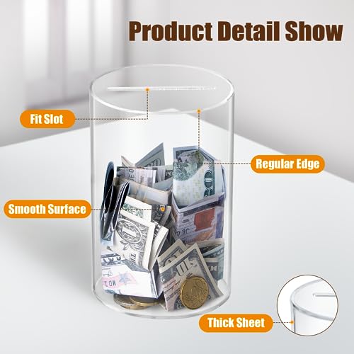 Hicocool Clear Piggy Bank, Must Break to Open, Acrylic Money Bank, 6"x3.54" | Unopenable Coin Bank for Adults & Kids, Clear Acrylic Money Saving Bank, Perfect for Birthdays, Holidays, and Gift Giving