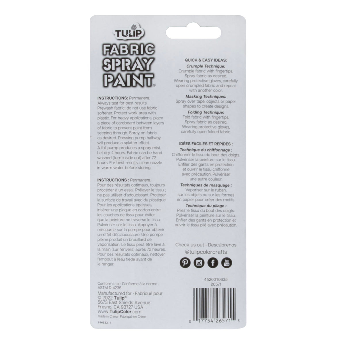 Tulip Fabric Paint, Permanent Spray on Paint, 4 fl oz Sparkling Star Silver Glitter
