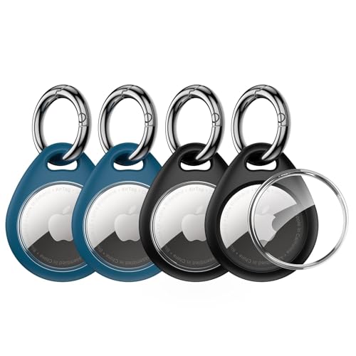 UNBREAKcable AirTag Holder for Apple - 4 Pack Air Tag Case with Keychain | Secure Tight Fit, Easy to Install, Shockproof Waterproof TPU, Perfect for Kids Pets Luggage Backpacks and Keys