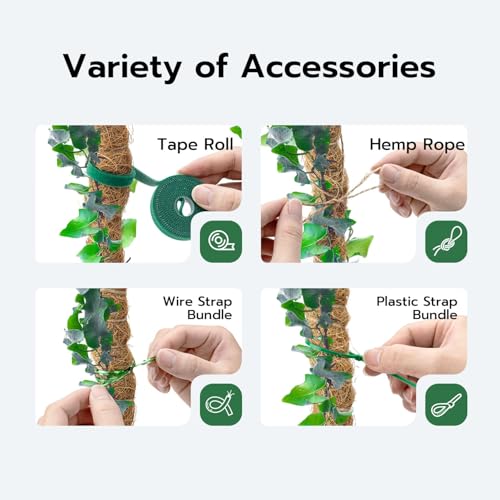 Mcbazel Bendable Moss Pole for Plants 47 Inch, Monstera Plant Support Stake with 7mm Aluminum Core, Coconut Coir Climbing Pole for Monstera Pothos Philodendron, Complete Kit with Ties & Rope