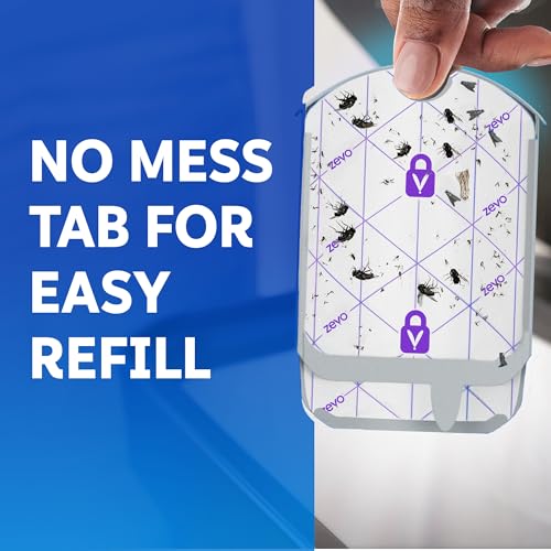 Zevo Flying Insect Trap Refill Cartridges for Fruit Flies & Gnats, 4 Count | Fits Zevo MAX & Zevo Flying Insect Trap, Catches House Flies, Gnats & Fruit Flies 24/7, No Added Fragrance or Dyes