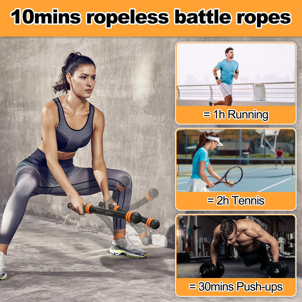 Ropeless Battle Ropes for Home Gym,Cordless Battle Rope for HIIT & Cardio | Weighted Ropeless Battle Rope,Adjustable,Strength Building,Cardio Fitness,Arm Trainer Workout Equipment for Men Women