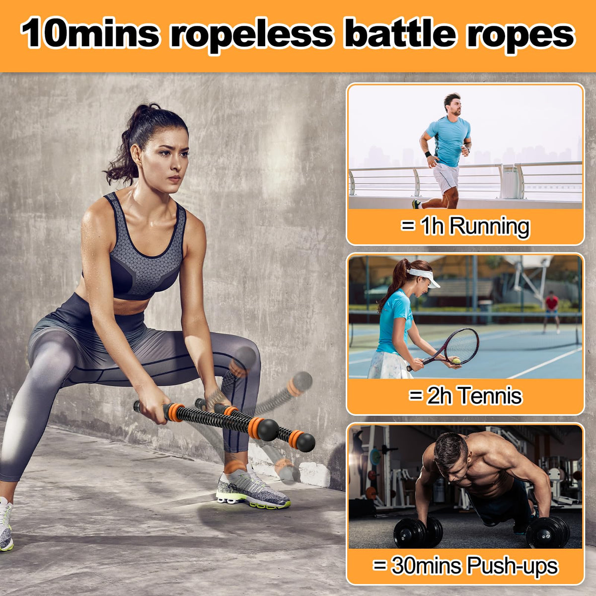 Ropeless Battle Ropes for Home Gym,Cordless Battle Rope for HIIT & Cardio | Weighted Ropeless Battle Rope,Adjustable,Strength Building,Cardio Fitness,Arm Trainer Workout Equipment for Men Women
