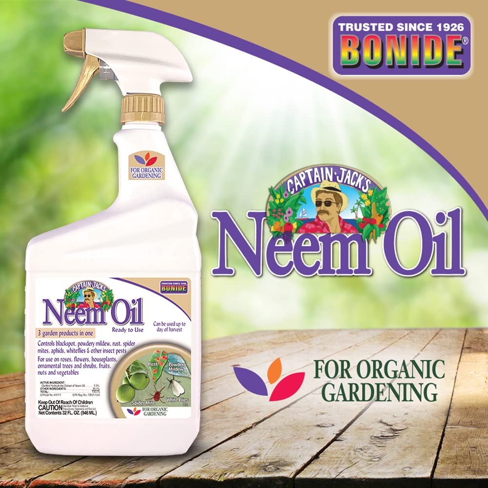 Bonide Captain Jack's Neem Oil, 32 oz Ready-to-Use Spray | Multi-Purpose Fungicide, Insecticide and Miticide, For Plants, For Organic Gardening