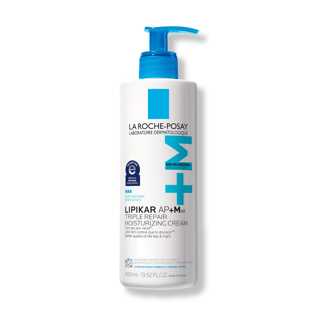 La Roche-Posay Lipikar AP+MAX Triple Repair Moisturizing Body Cream | Face and body lotion for dry skin with shea butter and niacinamide. Gentle on very dry, rough, sensitive skin.