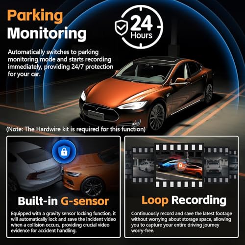 4 Channel 360° Dash Cam Front and Rear Inside, 64GB Card Included | 4K+1080P*3 FHD Car Camera, 5GHz WiFi/App Control 8 IR Lamps Night Vision 24H Parking Mode G-Sensor Loop Recording (Gunmetal)