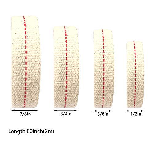6.5 Feet Cotton Wick 1/2 Inch 3/4 Inch 5/8 Inch 7/8 Inch Oil Lamp Wick Replacement for Candle Burner Lantern Stove Supplies 4 Rolls