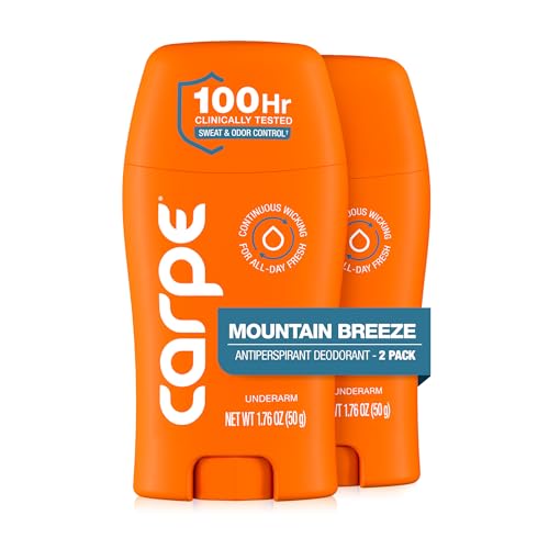Carpe 100-Hour Antiperspirant Deodorant, Mountain Breeze - 2 Pack | Dermatologist Tested - 100 Hr Sweat & Odor Control - Free from Baking Soda & Parabens - Clinical Strength Deodorant - 2 Pack