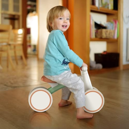 SEREED Baby Balance Bike for 1 Year Old Boy Girl, First Birthday Gift Toy | 12-24 Months Toddler Bike, First Learning Ride on Toys, 4 Silent Wheels Indoor Outdoor Baby Walker, Green