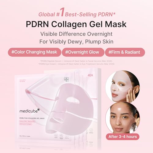 medicube Jelly Gel Mask with Salmon DNA PDRN Pink Collagen, Plump & Hydrate | Overnight Face Mask for Glass Glow Skin - Hydration, Firming, Moisturizing & Elasticity Care, Korean Skincare, 28g x 4ea