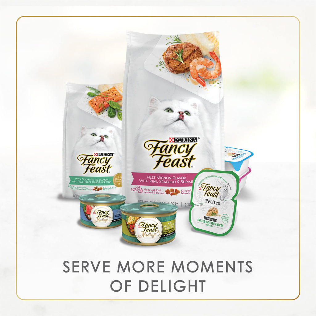 Purina Fancy Feast Gravy Lovers Wet Cat Food, 3 oz Cans, 30-Pack | Variety Pack with poultry and beef grilled gourmet recipes, made with no artificial colors or preservatives