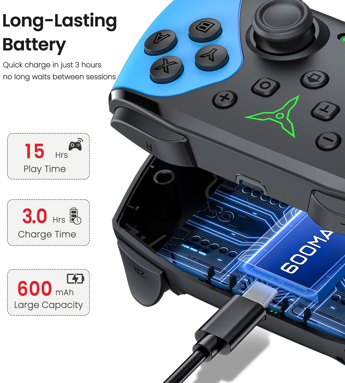 Wireless Switch Controller for Nintendo Switch/Switch 2/Lite/OLED Controller, Switch Controller with a Mouse Touch Feeling on Back Buttons, Extra Switch Pro Controller with Wake-up,Programmable, Turbo Function
