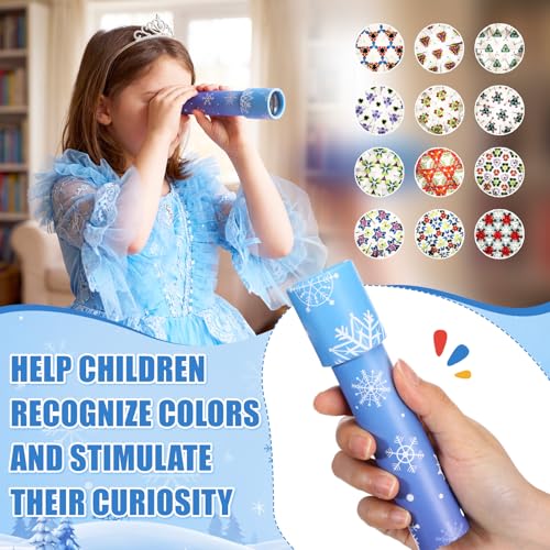 RoundFunny 12 Pcs Snowflake Birthday Party Favors Snowflake Kaleidoscopes Nostalgic Toys Educational Toys Goodie Bags Stuffers for Kids Classroom School Return Gifts Carnival Prizes