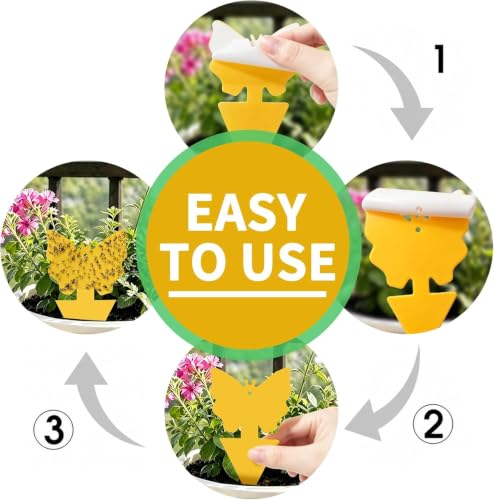 Cleanuper 58 Pack Yellow Sticky Gnat Traps for Plants - Fungus Gnat Killer, Fruit Fly Traps for Indoors, Gnat Sticky Traps for Plants, Family Friendly Design, Sunflower + Butterfly Shapes