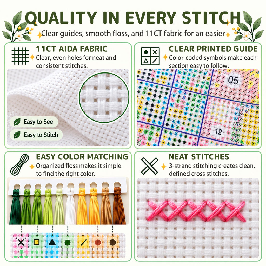 AuraDraw 11CT Stamped Cross Stitch Kit for Adults Beginners, Chicken Counted Cross Stitch Kits for Adults, Needlepoint Cross-Stitch Patterns Embroidery Kits Arts and Crafts for Home Decor 12×16Inch