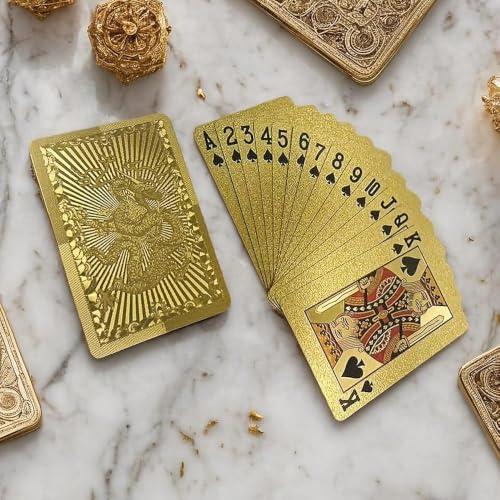 Golden Dragon PVC Playing Cards, Matte Finish with Intricate Pattern on Durable Hardened Deck, Elegant Design for Poker Game Night and Party Gatherings