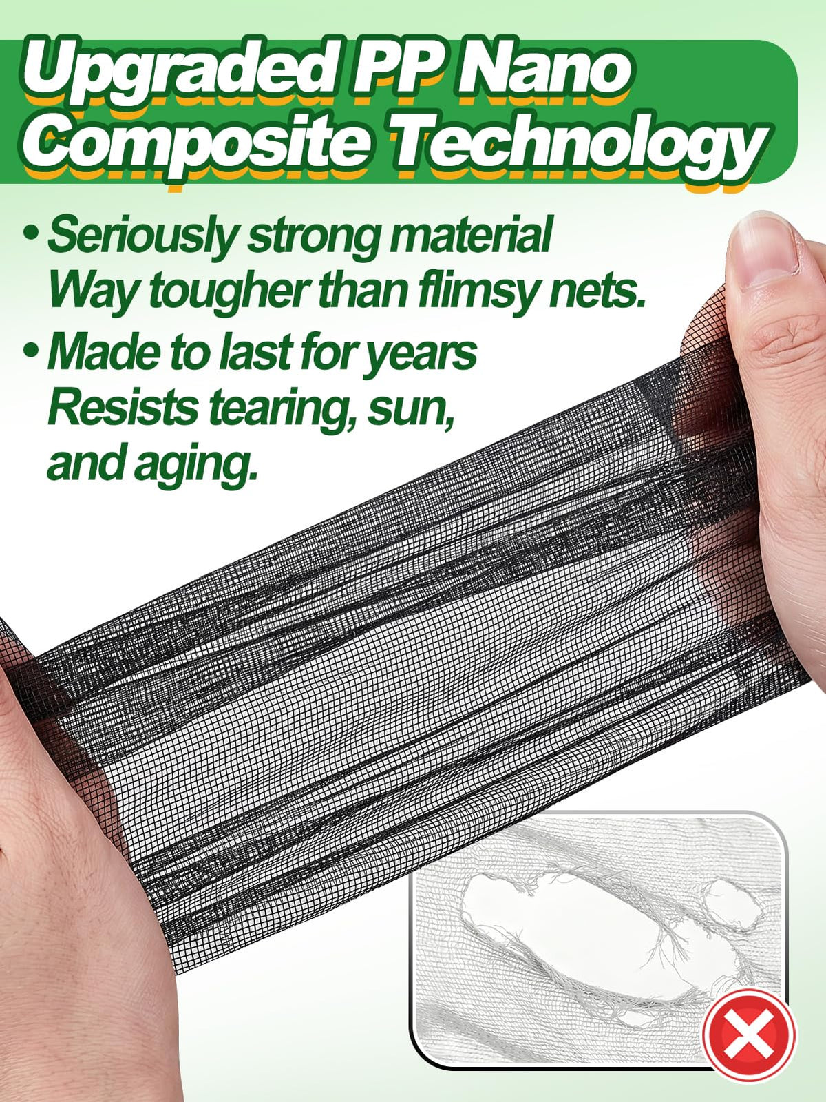 10x20ft Strong PP Nanocomposite Mosquito Net Garden Netting, Black | Clear View, Ultra-fine Mesh, Tear-resistant, Bird Insect Pest Barrier Screen, Patio/Balcony/Porch/Raised Beds/Tree Protection