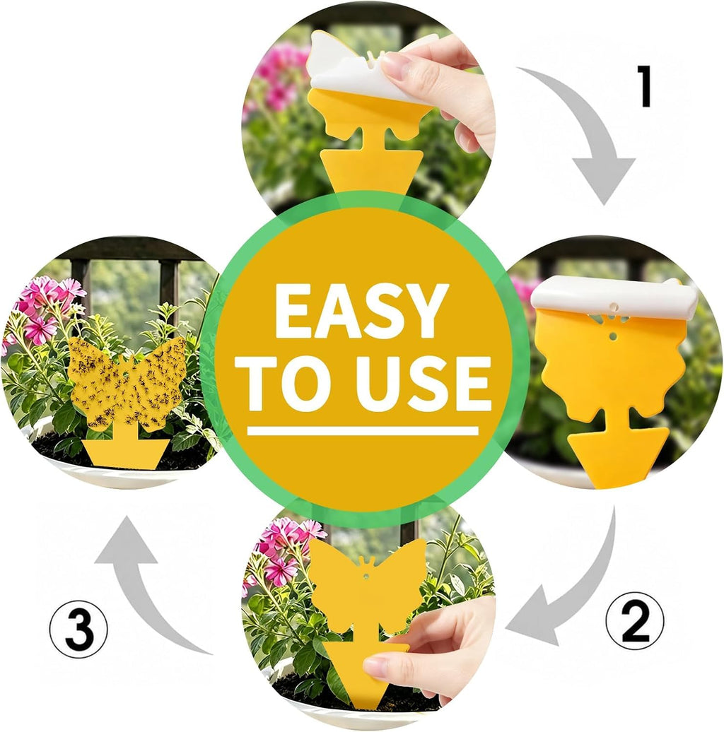 Cleanuper 58 Pack Yellow Sticky Gnat Traps for Plants - Fungus Gnat Killer, Fruit Fly Traps for Indoors, Gnat Sticky Traps for Plants, Family Friendly Design, Sunflower + Butterfly Shapes