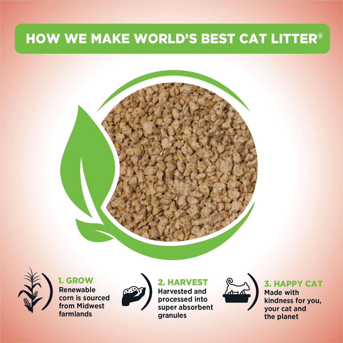 World's Best Cat Litter, Multiple Cat, Unscented, Odor Control, 15 lb Bag | Controls tough multi-cat odors and lasts 2x longer; natural corn litter, quick clumping, flushable, 99% dust free