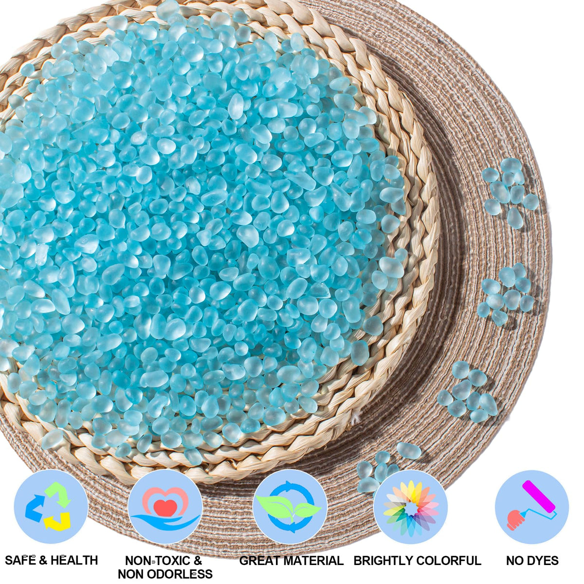 Keedolla Ice Blue Sea Glass Marbles Stones Frosted Glass Pebbles Gemstones for Aquarium Rocks, Fish Tank Gravel, Vase Fillers, DIY Crafts - 230g/8oz
