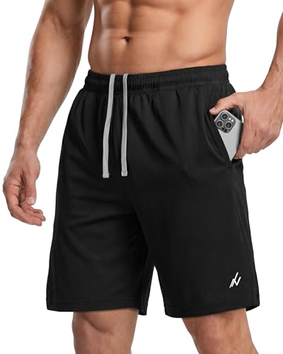 NY Threads Breathable Mesh Mens Athletic Shorts Loose-Fit Quick Dry Shorts | Lightweight Activewear Knit Workout Shorts with Pockets 8 Inch Inseam Gym Short Elastic Waistband with Drawstring
