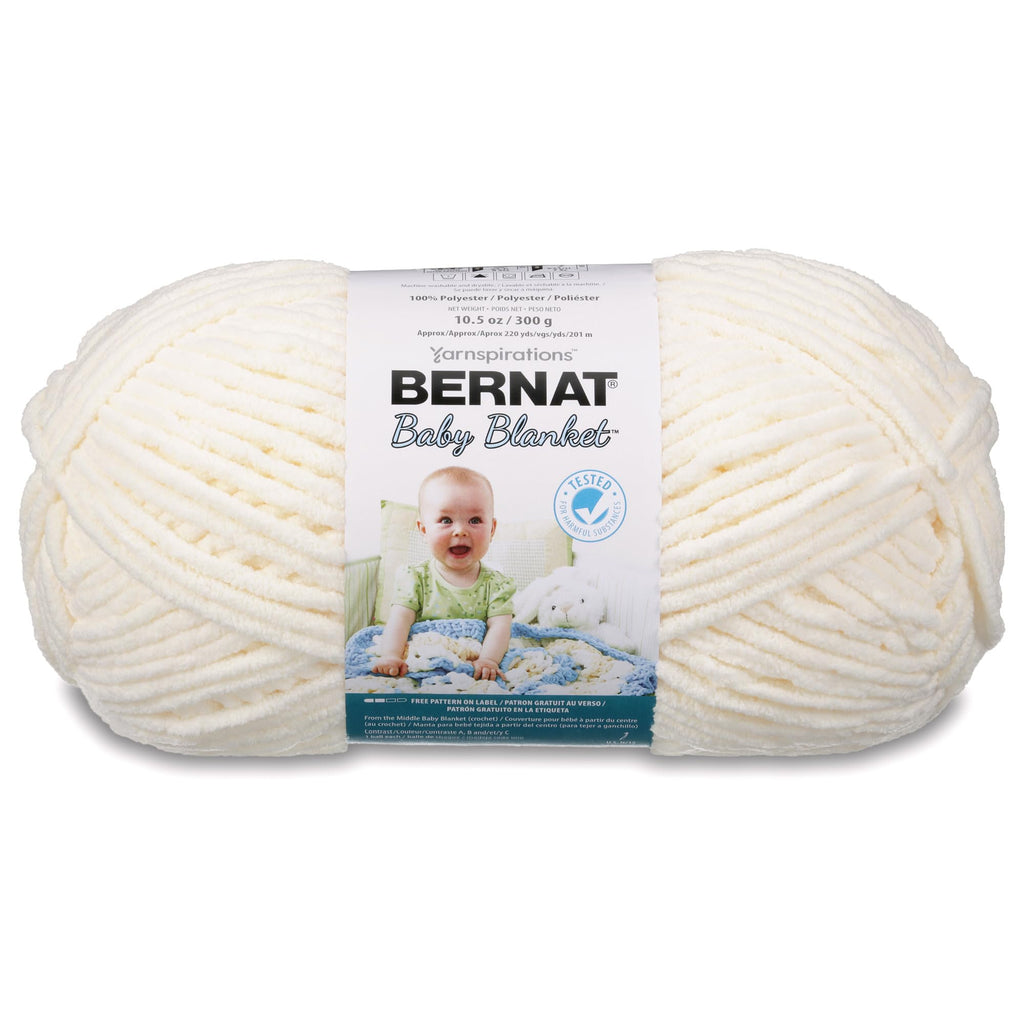 Bernat Baby Blanket Big Ball Vanilla | #6 Super Bulky Yarn, 100% Polyester, Soft Baby Blanket Yarn for Crochet, Knitting & Crafts, 220yds, 300g/10.5oz, 1 Pack