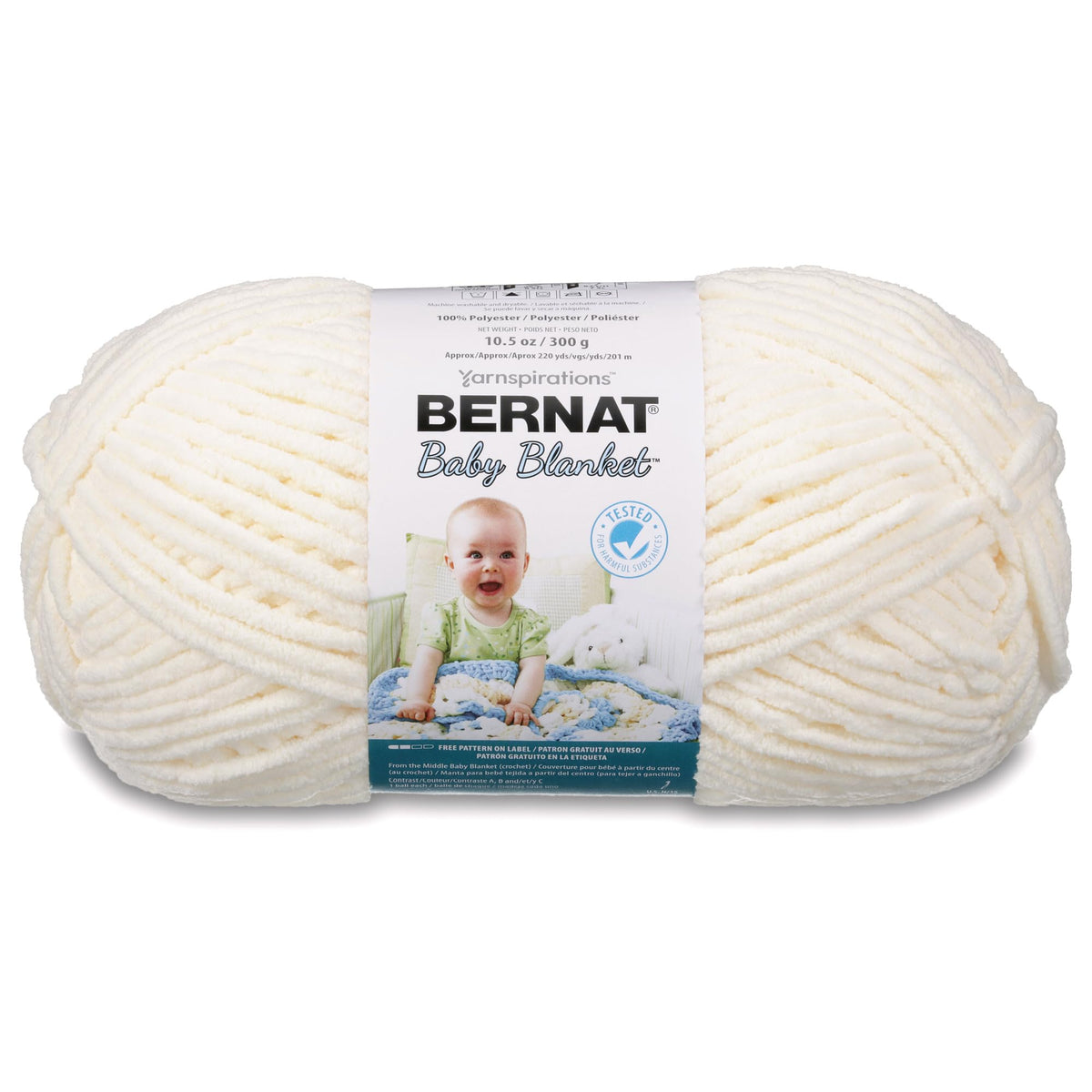 Bernat Baby Blanket Big Ball Vanilla | #6 Super Bulky Yarn, 100% Polyester, Soft Baby Blanket Yarn for Crochet, Knitting & Crafts, 220yds, 300g/10.5oz, 1 Pack